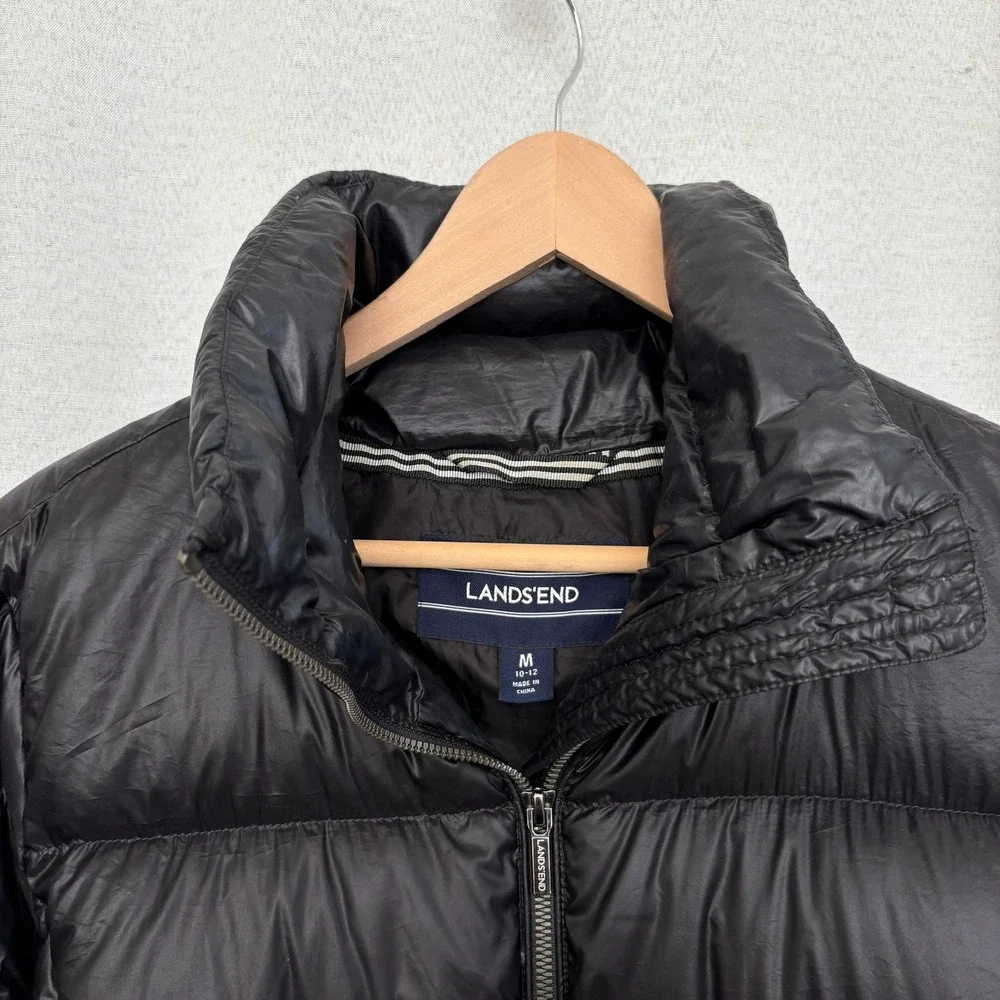 Lands End‎ Womens Black Quilted Down Puffer Jacket Winter Coat Size Medium